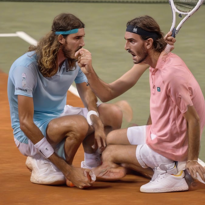 ¡Brutal! Tsitsipas noquea a rival con un pelotazo en la cara en Madrid