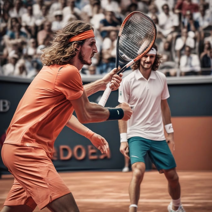 ¡Brutal! Tsitsipas noquea a rival con un pelotazo en la cara en Madrid