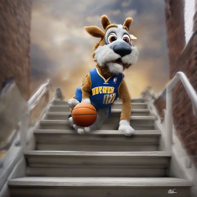 ¡Imposible! La Mascota de la NBA Anota un Tiro de Media Cancha... ¡DE ESPALDAS y en una Escalera!